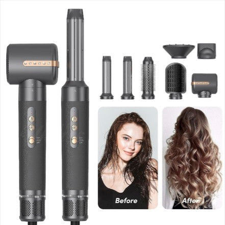 7 in 1 Hair Styler 1400W Powerful Fast Drying  Ionic Hair Dryer High Speed Hot Comb Brush Set Professional Hair straghtener